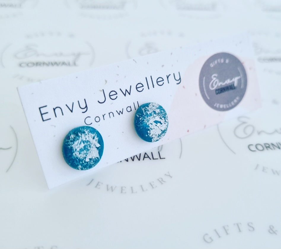 Teal & Silver Studs