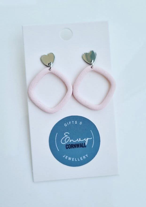 Pretty In Pink Heart Stud Drops