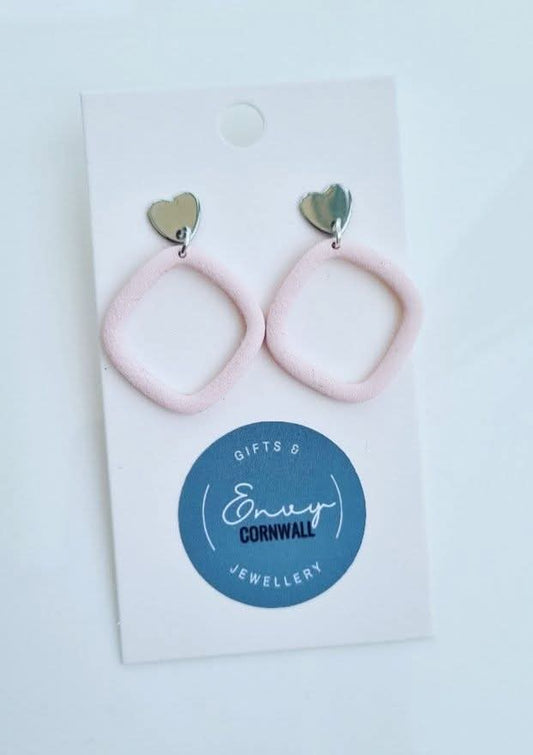 Pretty In Pink Heart Stud Drops
