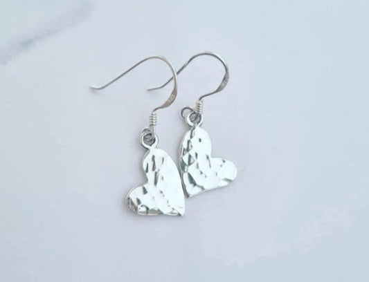 Sterling Silver Hammered Hearts