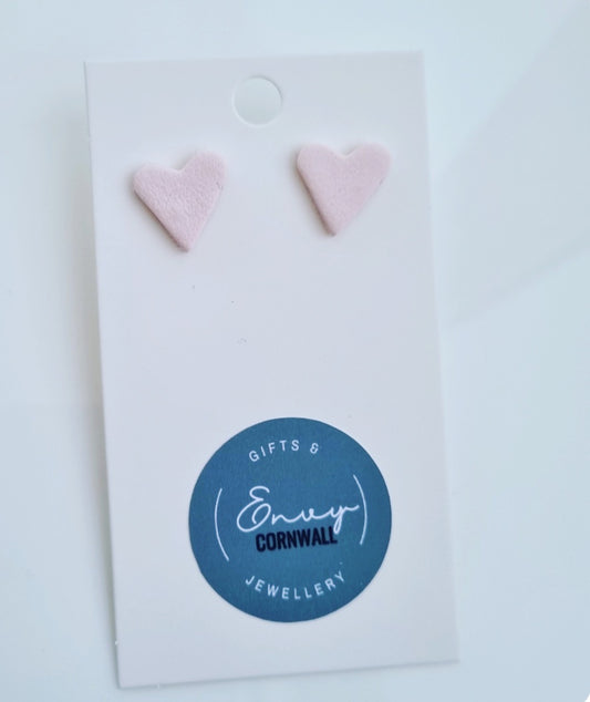 Heart Studs Textured Baby Pink